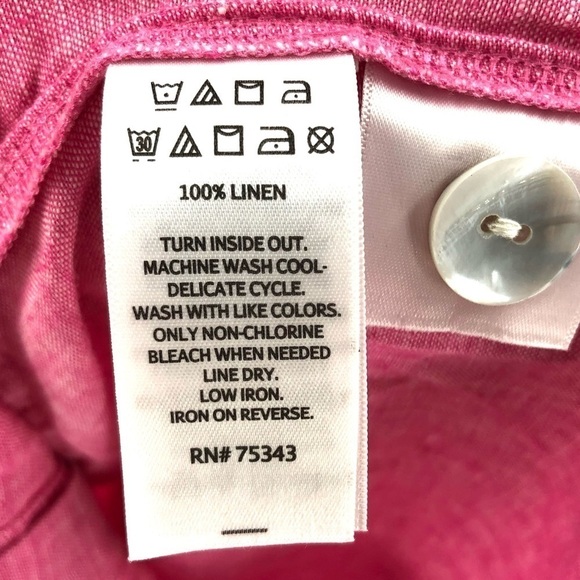 Tahari 100% Linen Machine Washable Tunic Top Shirt Pink Size Small - Picture 5 of 8